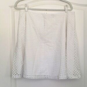 Reed Vntg‎ White Eyelet Lace Miniskirt Sz XL Preppy Cottagecore Wedding Office